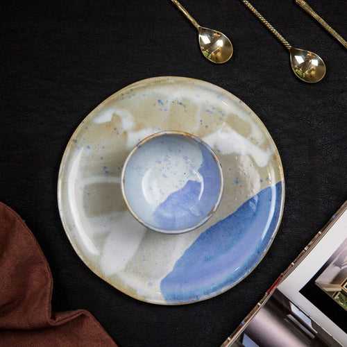 Frosty Ocean Serving Bowl & Plate Set