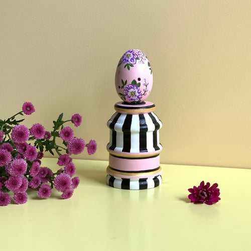 Sleek Striped Egg with the Stand