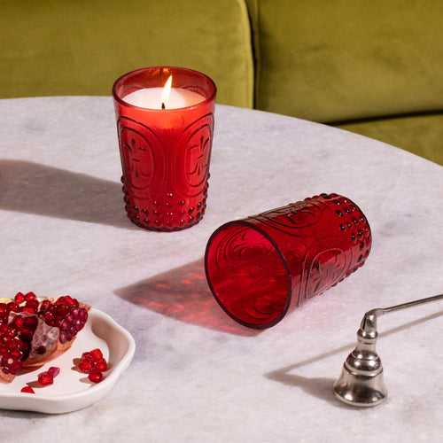 Crimson Garden: Red Glass Soy Wax Candle
