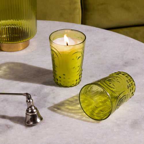 Festive Sunshine : Green Soy Wax Glass Candle