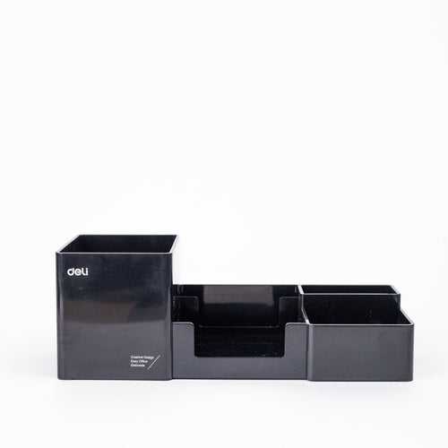 Deli 6 Compartments Plastic Desk Organizer (Black)
