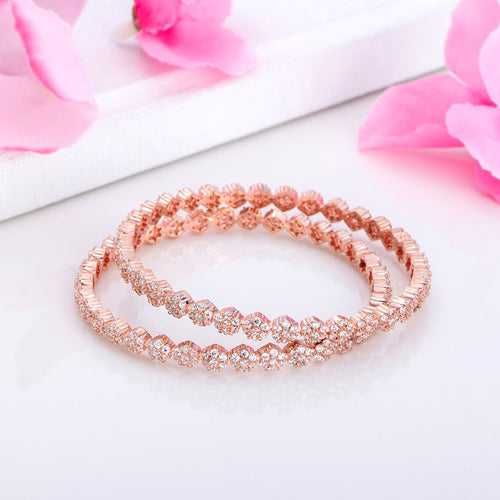 Glam CZ Rose Gold-Plated 925 Sterling Silver Bangle