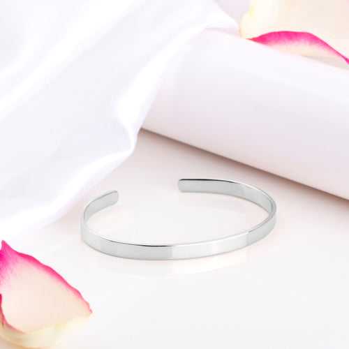 Sleek Sophistication 925 Sterling Silver Rhodium-Plated Plain Bangle Bracelet