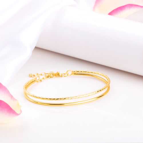 Golden Glow 925 Sterling Silver Gold-Plated Double Line Bracelet