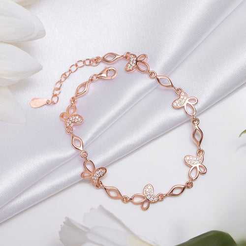 Butterfly Whimsy Rose Gold Plated 925 Sterling Silver Butterfly Bracelet