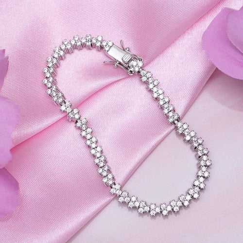 Abstract Elegance Rhodium Plated 925 Sterling Silver Bracelet