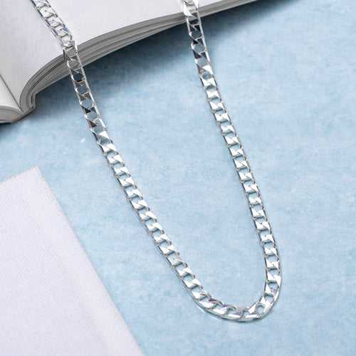 Elegant Links 925 Sterling Silver Rhodium-Plated Men's Chain