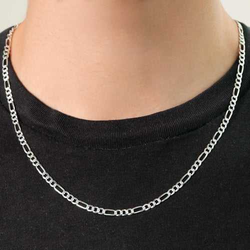 Classic Rhodium Plated 925 Sterling Silver Men's Chain