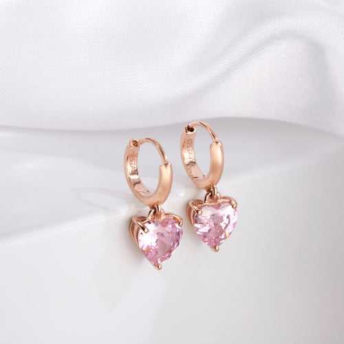 Romantic Rose Rose Gold Plated 925 Sterling Silver Heart Earrings