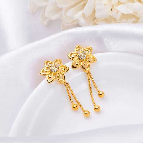 Golden Petals 925 Sterling Silver Gold-Plated Flower Earrings