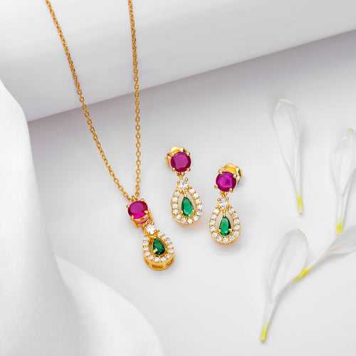 Golden Cascade 925 Sterling Silver Gold-Plated Jewelry Set