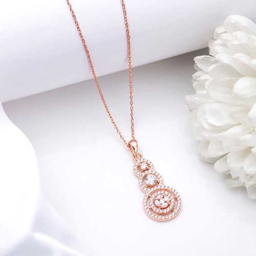 Breathtaking Circles Rose Gold Plated 925 Sterling Silver Pendant with Chain