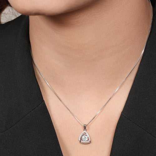 Triangle Sparkle Rhodium Plated 925 Sterling Silver Pendant