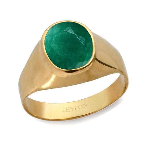Ceylon Gems Emerald Panna 5.5cts or 6.25ratti stone Bold Panchdhatu Ring