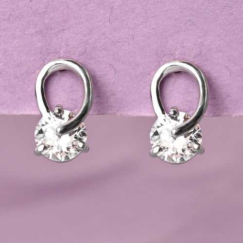 CLARA 925 Sterling Silver Solitaire Studs Earrings Rhodium Plated, Swiss Zirconia Gift for Women & Girls