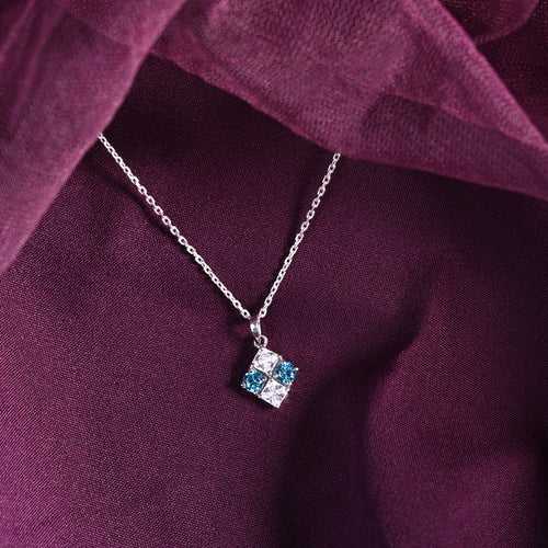 CLARA 925 Sterling Silver Belen Pendant Chain Necklace Rhodium Plated, Swiss Zirconia Gift for Women and Girls