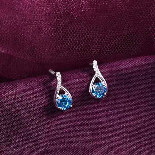 CLARA 925 Sterling Silver Isla Earrings Rhodium Plated, Swiss Zirconia Gift for Women & Girls