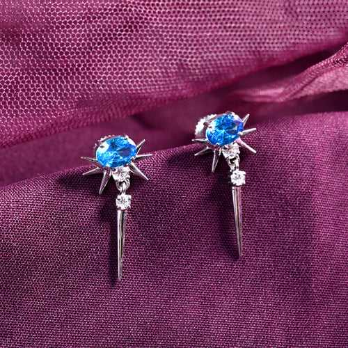 CLARA 925 Sterling Silver Dolores Earrings Rhodium Plated, Swiss Zirconia Gift for Women & Girls