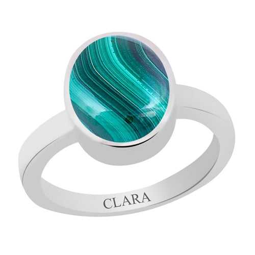 Certified Malachite (Dana Firang) Elegant Silver Ring 3.9cts or 4.25ratti