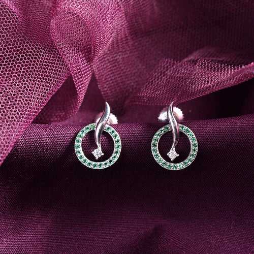 CLARA 925 Sterling Silver Verde Earrings Rhodium Plated, Swiss Zirconia Gift for Women & Girls