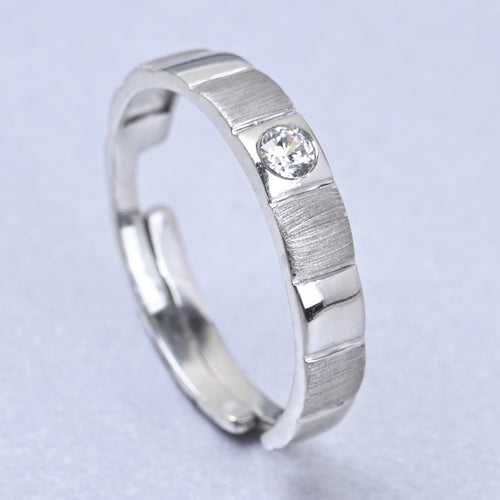 CLARA Real 925 Sterling Silver Neel Band Ring Size Adjustable, Matte Finsh, Rhodium Plated Gift for Men & Boys