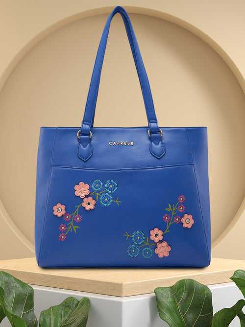 Caprese Erica Tote Medium Blue Floral Women's Office Handbag