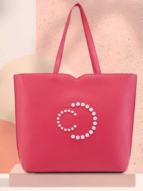 Caprese Pink Cloud Tote Medium Solid Women's Office Handbag