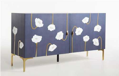 Aroha Mango Wooden Buffet In Navy Blue Color