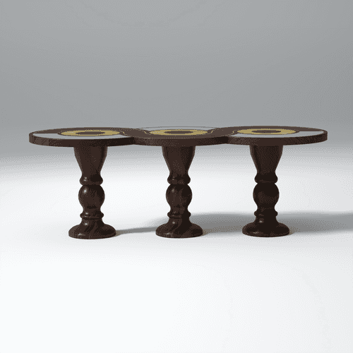 Frappe Fusion Sheesham Wood and Brass plates Coffee Table In Dark Walnut color