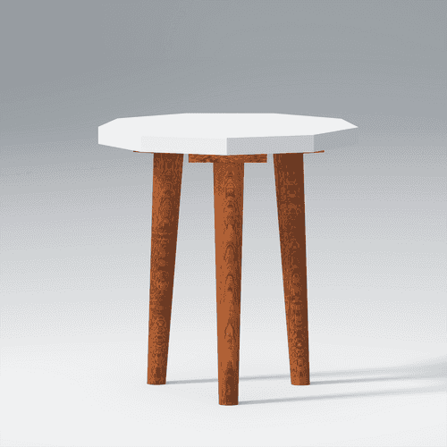 Pineleaf Mango wood and MDF Side Stool In White and Natural