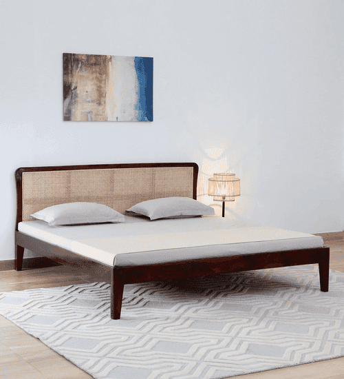 Zen Cane & Sheesham Wood Bed In Maharani Finish