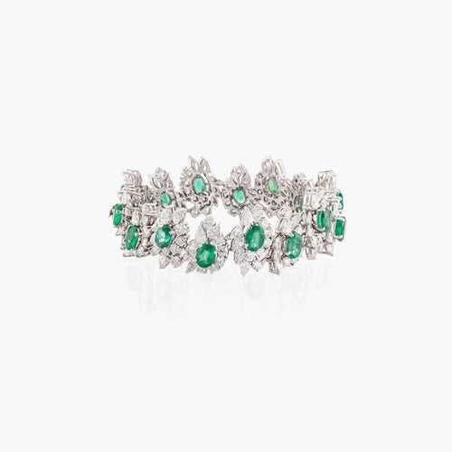 Satyrium Diamond & Emerald Foliage Bracelet