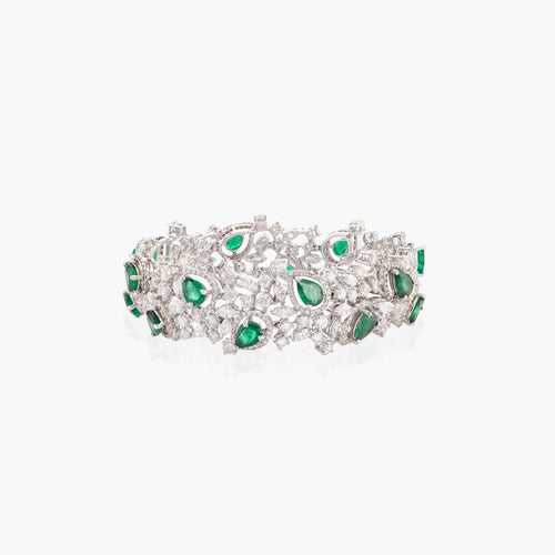 Arduinna Diamond & Emerald Foliage Bracelet