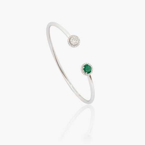 Duet Diamond & Emerald Cuff Bracelet