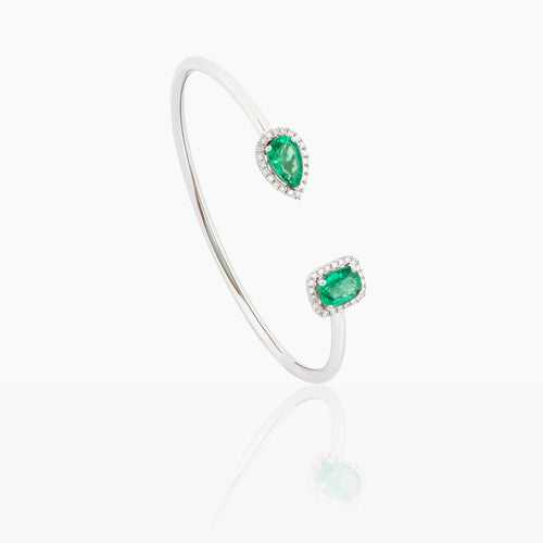 Beryl Diamond & Emerald Cuff Bracelet