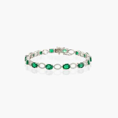Halo Diamond & Emerald Bracelet