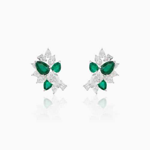Eshe Diamond and Emerald Foliage Studs