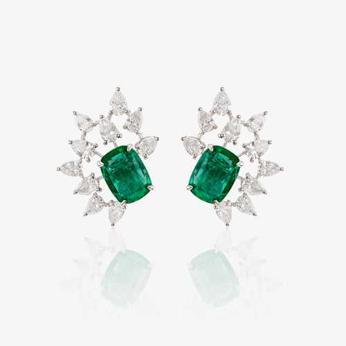 Minerva Diamond and Emerald Studs