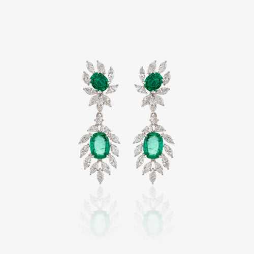 Ceres Diamond and Emerald Earrings