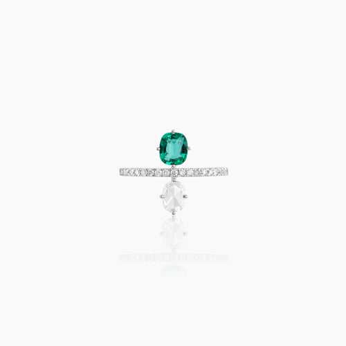 Isabelle Diamond and Emerald Ring