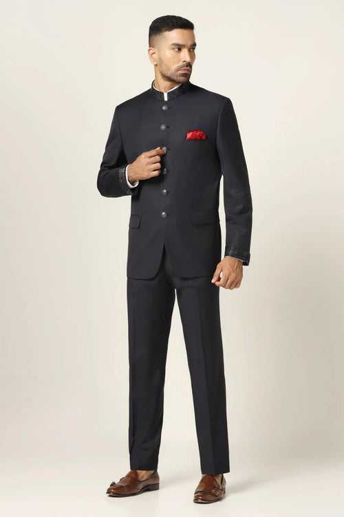 Navy Bandhgala Suit