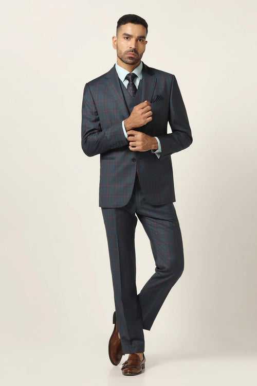 Blue checked 3-piece suit