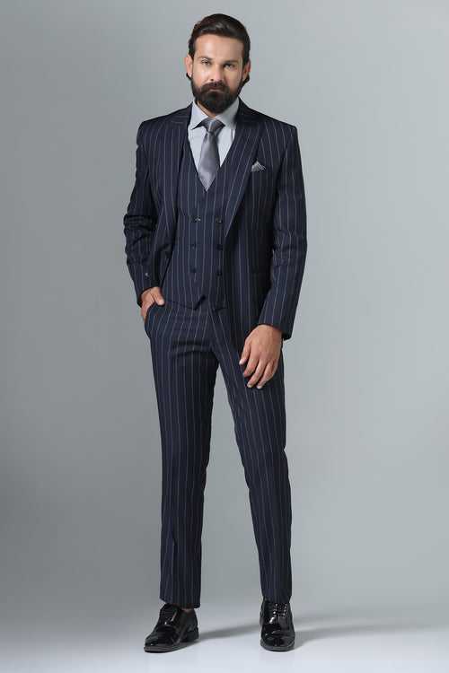 Dark Blue Pinstripe Suit