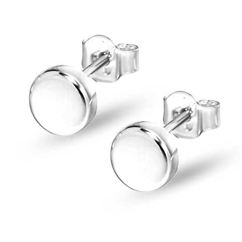 925 Sterling Silver Jewelry SMALL Round Disc Stud Earrings for Women