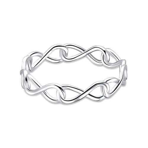 925 Sterling Silver High Polish Infinity Symbol Statement Wedding Band Engagement Ring for Women