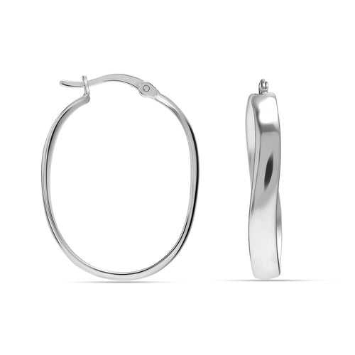 925 Sterling Silver Oval Shape Classic Click-Top Hoop Earrings for Women