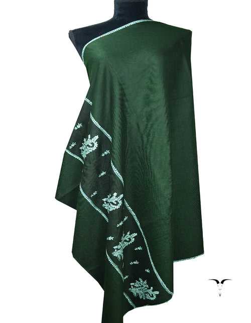 emerald green embroidery pashmina shawl 8128