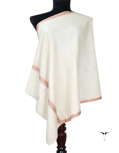 white embroidery pashmina stole 8136