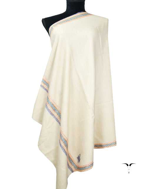 off-white tilla embroidery pashmina shawl 8209