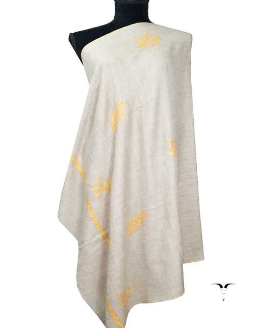 light natural booti embroidery pashmina shawl 8210